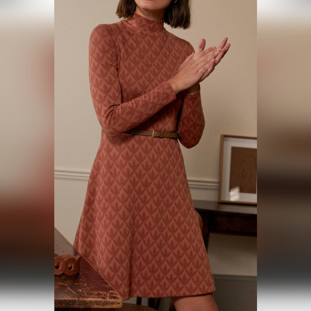 Boden Rust Long Sleeve Dress